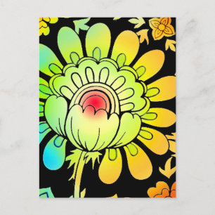 Neonblumen Postkarte
