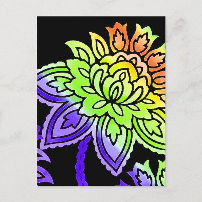 Neonblumen Postkarte (Vorderseite)