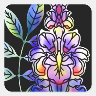 Neonblumen Quadratischer Aufkleber