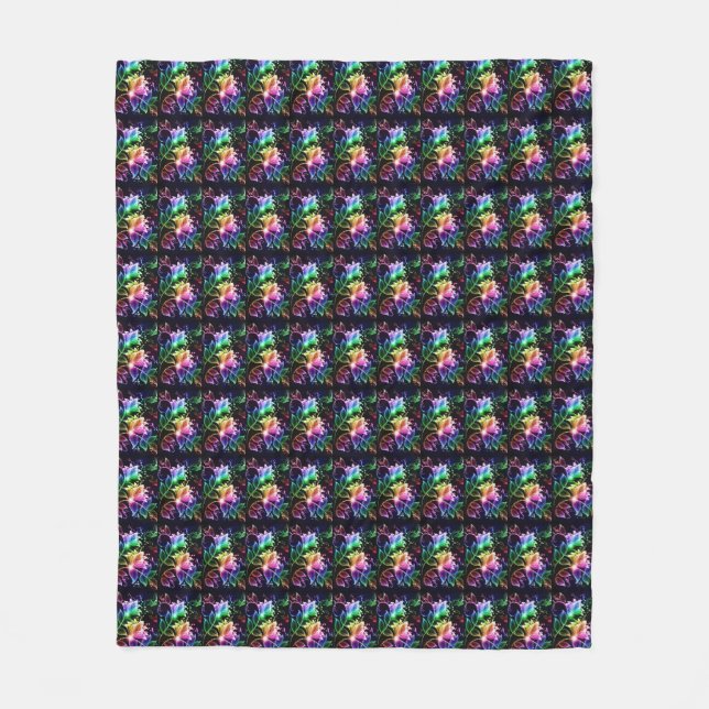 Neonblumendruck-Fleece-Decke Fleecedecke (Vorderseite)