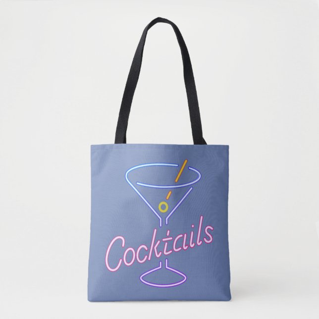 Neoncocktail-Zeichen-Taschen-Tasche (Vorderseite)