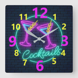 Neoncocktails Uhr Mauer-Uhr