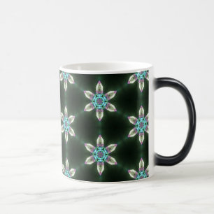 Neondiamant-Blumen auf schwarzer verwandelnder Verwandlungstasse