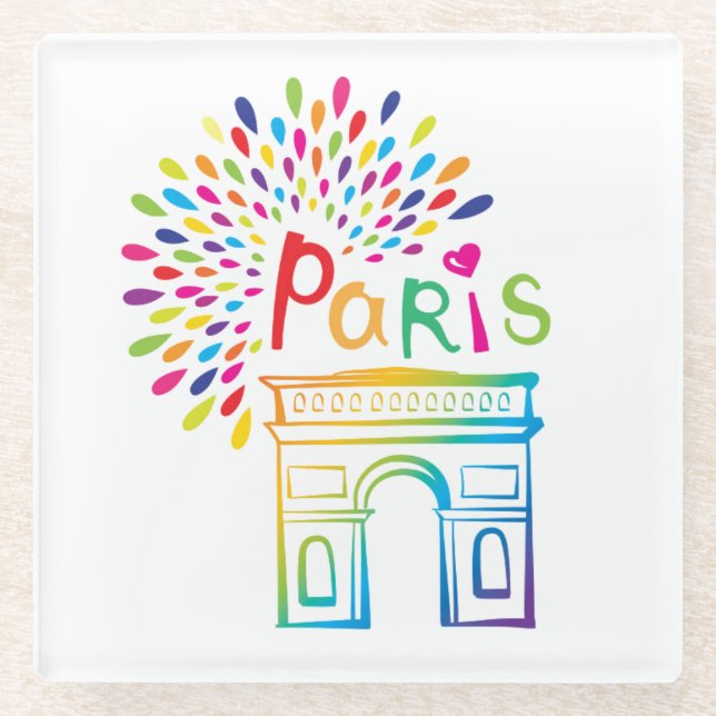 Neonentwurf Paris Frankreich | der Arc de Triomphe Glasuntersetzer (Vorderseite)