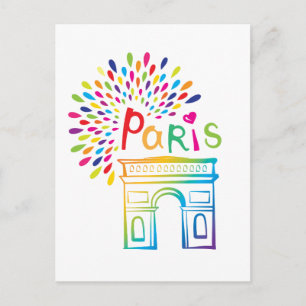 Neonentwurf Paris Frankreich der Arc de Triomphe Postkarte