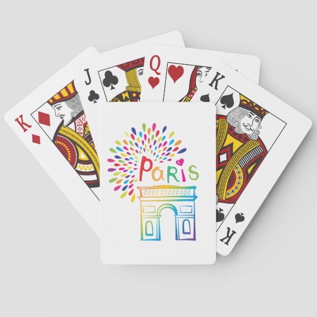 Neonentwurf Paris Frankreich | der Arc de Triomphe Spielkarten (Rückseite)