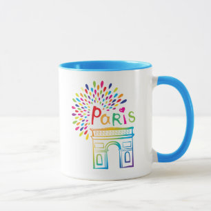 Neonentwurf Paris Frankreich   der Arc de Triomphe Tasse