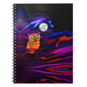 Neoneulen-Gewitter-Blitz-Notizbuch Notizblock
