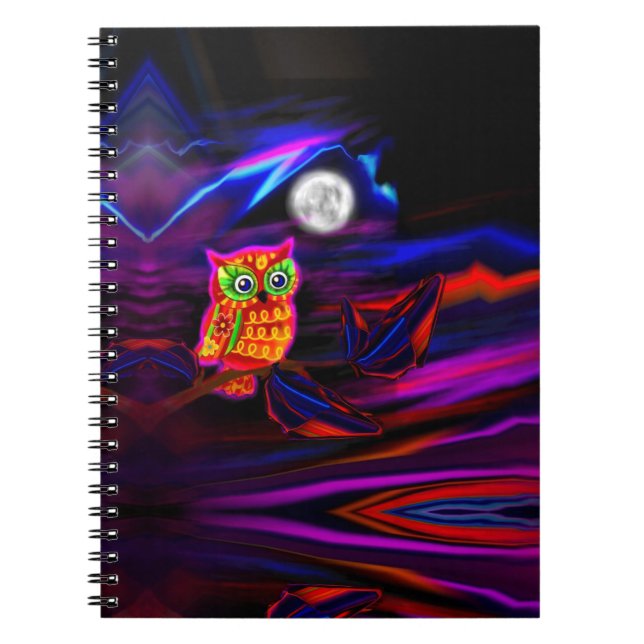 Neoneulen-Gewitter-Blitz-Notizbuch Notizblock (Vorderseite)