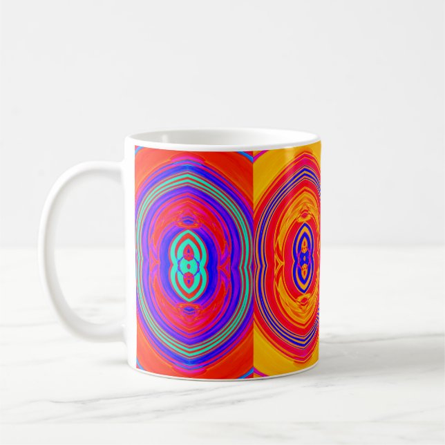 Neonfarben abstraktes Muster Kaffeetasse (Links)