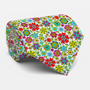 Neonfarben auf schwarzem retro floral nahtlosem Mu Krawatte