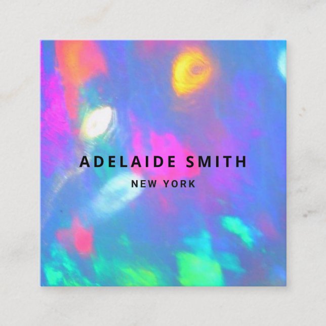 ・ Neonfarben Gemstone opal Foto Quadratische Visitenkarte (Vorderseite)