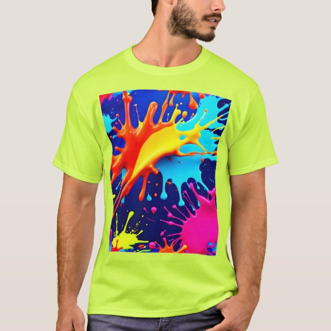 Neonfarben in Abstrakter Kunst T-Shirt (Vorderseite)