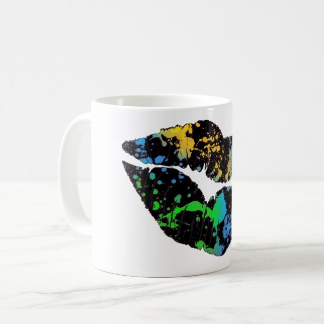 Neonfarben-Lippenkaffee-Tasse Kaffeetasse (Vorderseite Links)