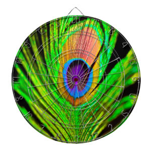 Neonfarben Pfauenfeder Dartscheibe