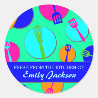 Neonfarben Retroutensilien für benutzerdefinierte  Runder Aufkleber