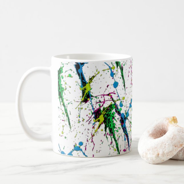 Neonfarben-Spritzer-Kaffee-Tasse Tasse (Mit Donut)