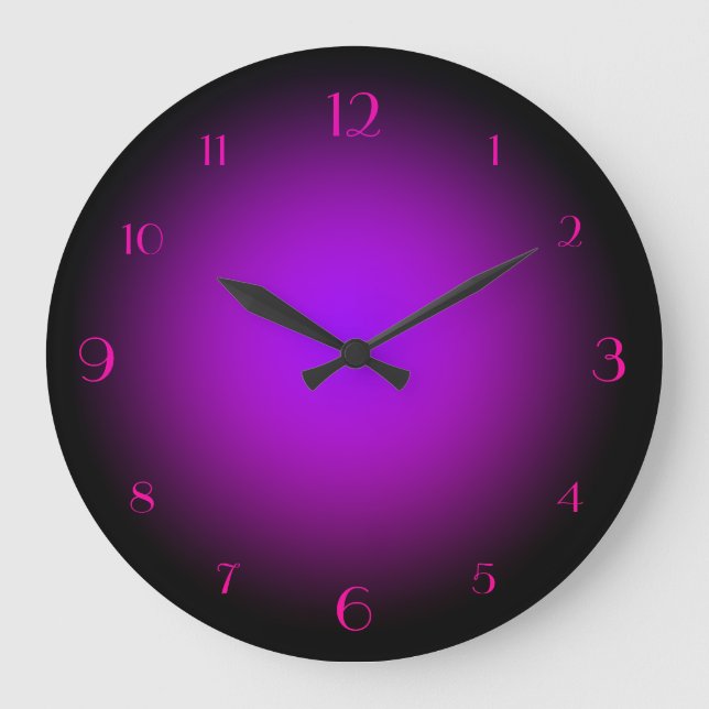 Neonfarbene Lila und rosa schwarze, große Uhr (Vorderseite)