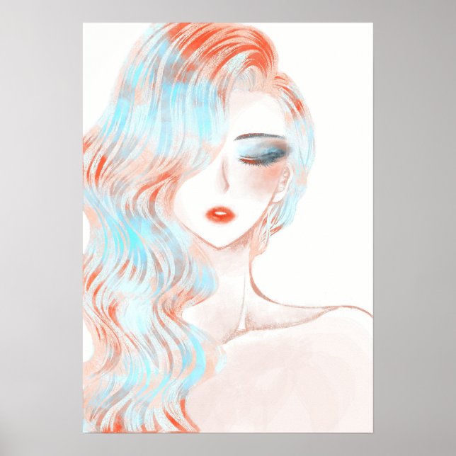 Neonfarbene Mädchenkarte Poster (Vorne)