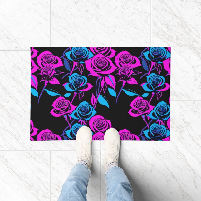 Neonfarbene Rosen Fußmatte (Indoor)