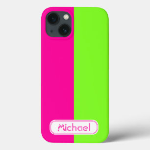 Neonfarbenrosa-Monogramm iPhone 13 Hülle