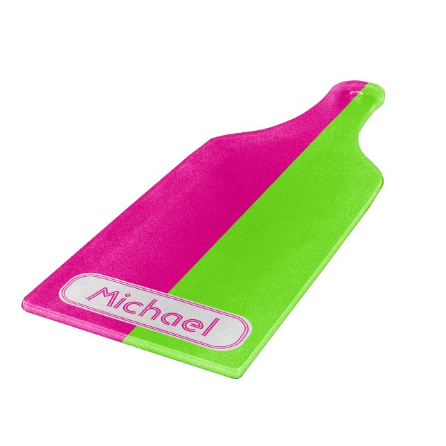 Neonfarbenrosa-Monogramm Schneidebrett (Ecke)
