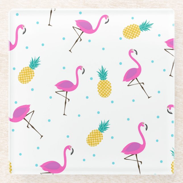 Neonflamingos 2 2 glasuntersetzer (Vorderseite)