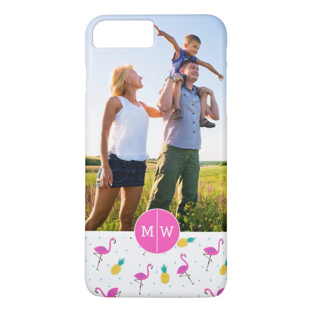 Neonflamingos | addieren Ihr Foto u. Monogramm Case-Mate iPhone Hülle (Rückseite)