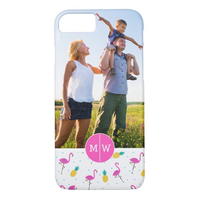 Neonflamingos | addieren Ihr Foto u. Monogramm Case-Mate iPhone Hülle (Rückseite)