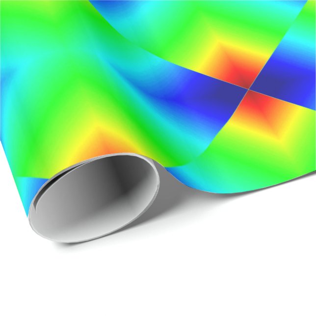 Neonformen auf Grün Geschenkpapier (Rolleneckpunkt)