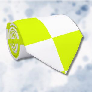 Neongelbe Schachbrett Vintag Krawatte