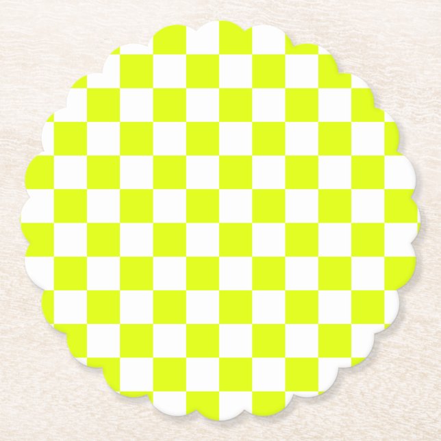 Neongelbe Schachbrett Vintag Untersetzer (Vorderseite)