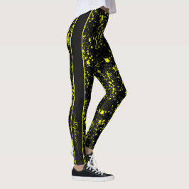 Neongelber Spritzer Monogramm Retro Leggings