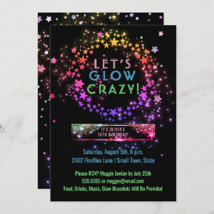 Neonglühen im dunklen Kindergeburtstag des Party- Einladung
