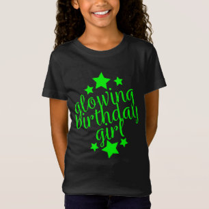 Neonglühen-Party-Geburtstag - Mädchen-Rüsche-T - T-Shirt