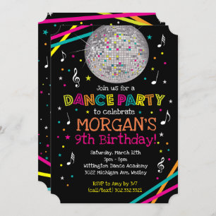 Neonglühen-Tanz-Party Einladung
