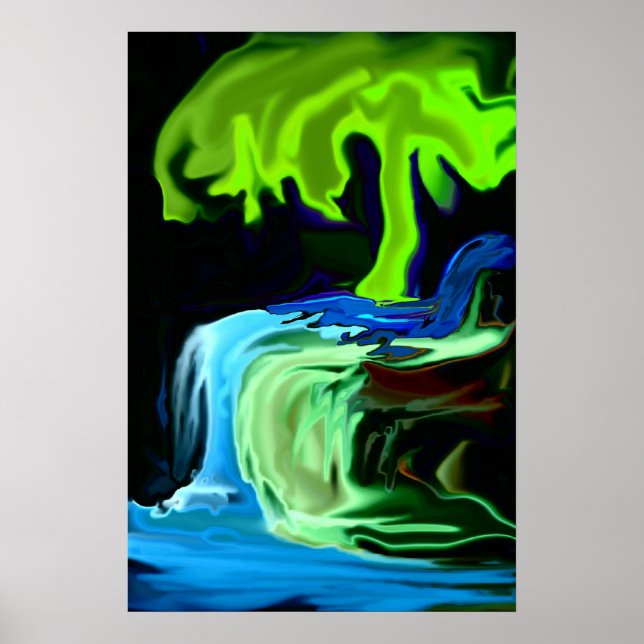 Neonglühen und Wasserfall abstrakt Poster (Vorne)