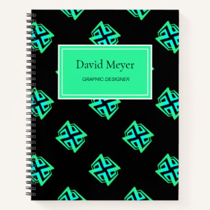 Neongrün abstrakte Form schwarz Notizbuch