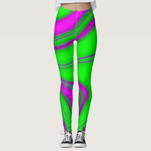 Neongrün-rosa Wellen Leggings