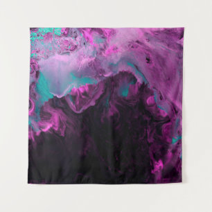 Neongrüne und lila kreative Malerei, abstrakt Wandteppich