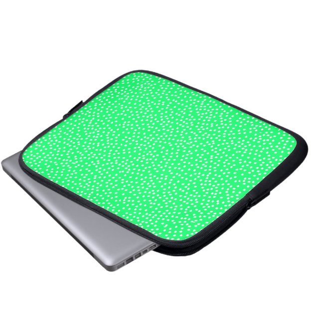Neongrüner Polka-Dot-Laptop-Ärmel Laptopschutzhülle (Vorne Knopf)