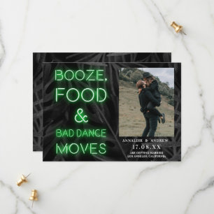 Neongrünes lässiges Palmenblatt Save the Date Foto