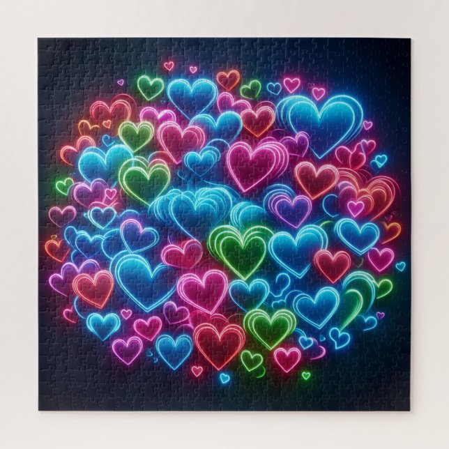 Neonherzen Puzzle (Vertikal)