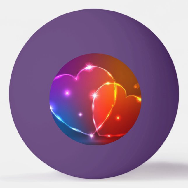 Neonherzen Valentinstag Tischtennisball (Rückseite)