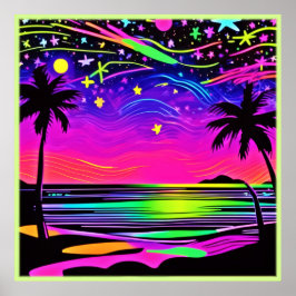 Neonight Beachscape Poster