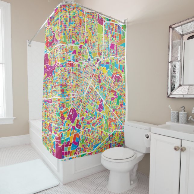 Neonkarte Houstons, Texas | Duschvorhang (Beispiel)