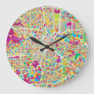Neonkarte Houstons, Texas Große Wanduhr