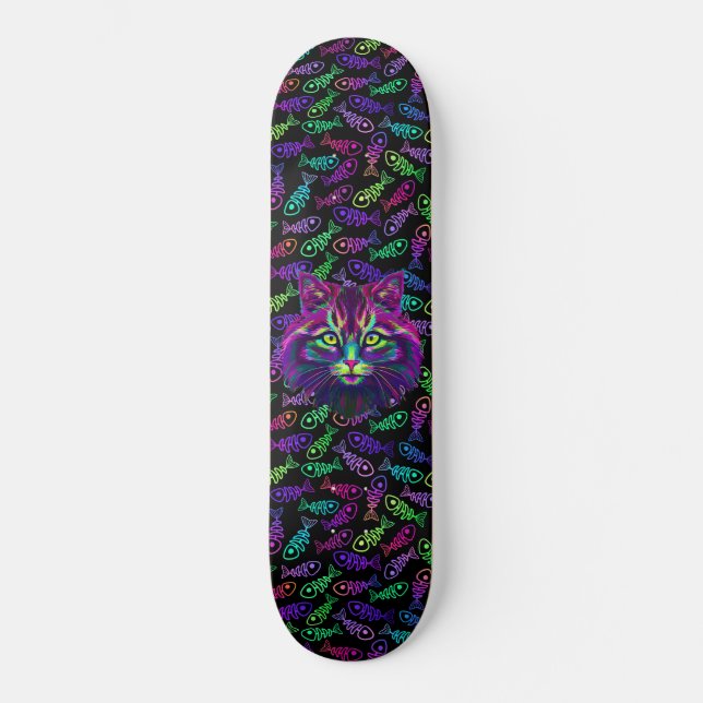 Neonkatze Skateboard (Vorderseite)