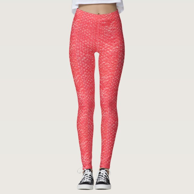 Neonkirschrot-Pop-Blasen-Verpackung Leggings (Vorderseite)