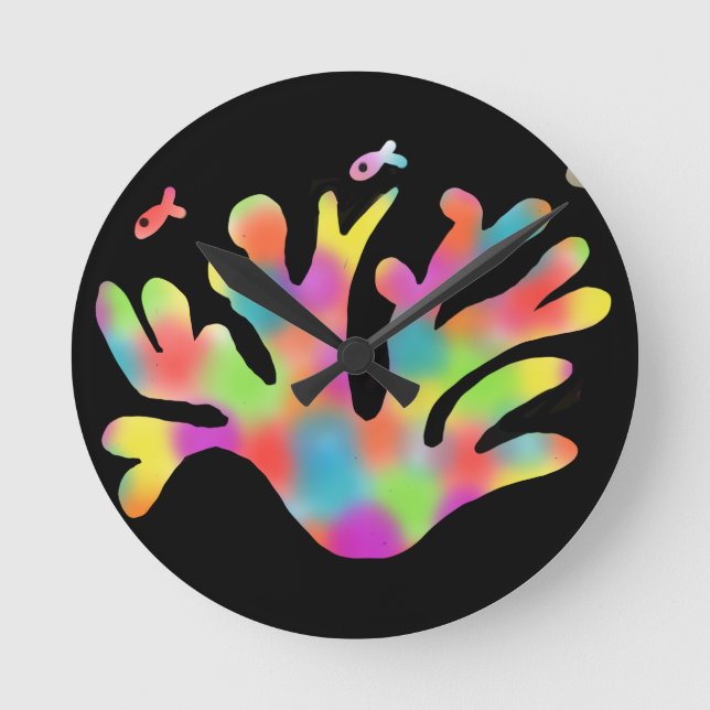 Neonkoralle  runde wanduhr (Vorderseite)